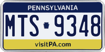 PA license plate MTS9348