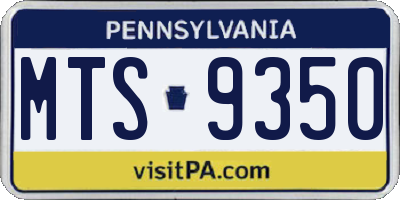 PA license plate MTS9350