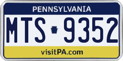 PA license plate MTS9352