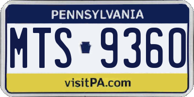 PA license plate MTS9360