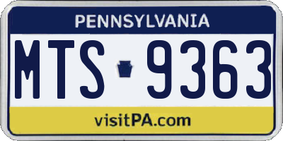 PA license plate MTS9363
