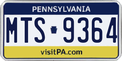 PA license plate MTS9364