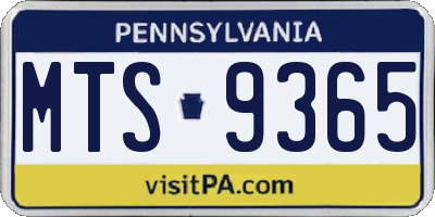 PA license plate MTS9365