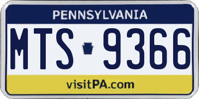 PA license plate MTS9366