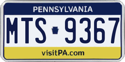 PA license plate MTS9367