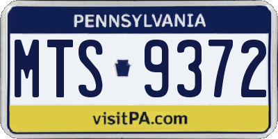 PA license plate MTS9372