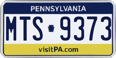 PA license plate MTS9373