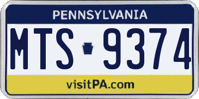 PA license plate MTS9374