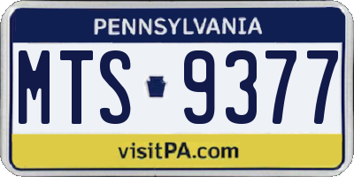 PA license plate MTS9377