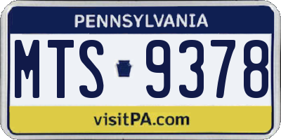 PA license plate MTS9378