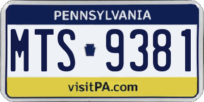 PA license plate MTS9381