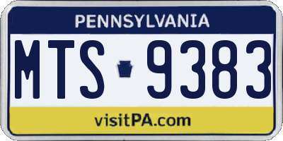 PA license plate MTS9383