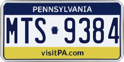 PA license plate MTS9384