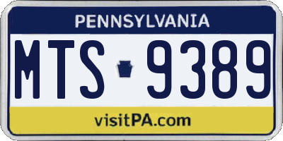 PA license plate MTS9389