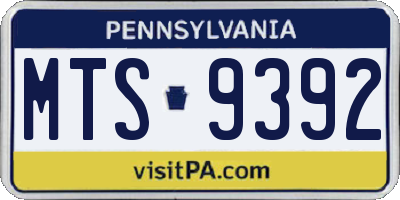 PA license plate MTS9392