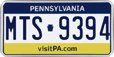 PA license plate MTS9394