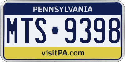PA license plate MTS9398