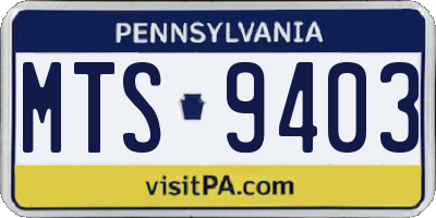 PA license plate MTS9403