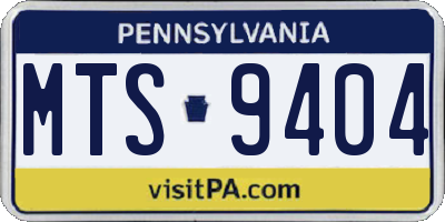 PA license plate MTS9404