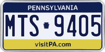 PA license plate MTS9405