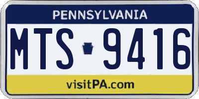 PA license plate MTS9416