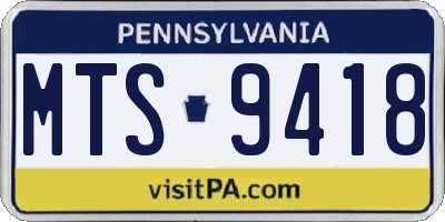 PA license plate MTS9418