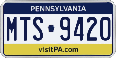 PA license plate MTS9420