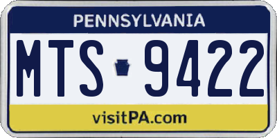 PA license plate MTS9422