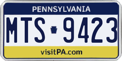 PA license plate MTS9423