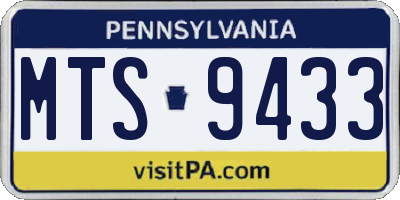 PA license plate MTS9433
