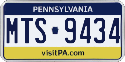 PA license plate MTS9434