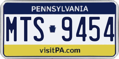 PA license plate MTS9454