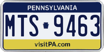PA license plate MTS9463