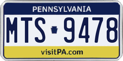 PA license plate MTS9478