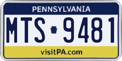 PA license plate MTS9481