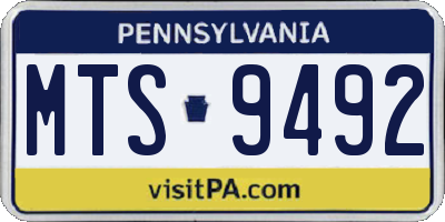 PA license plate MTS9492
