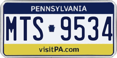 PA license plate MTS9534
