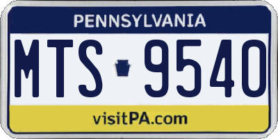 PA license plate MTS9540