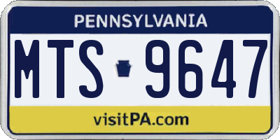 PA license plate MTS9647