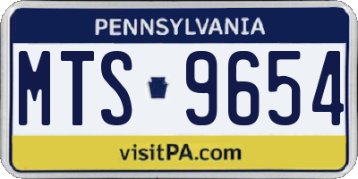 PA license plate MTS9654
