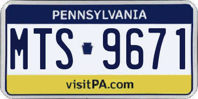 PA license plate MTS9671