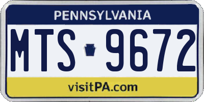 PA license plate MTS9672