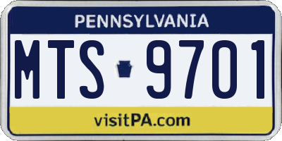 PA license plate MTS9701