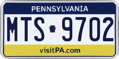 PA license plate MTS9702