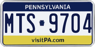 PA license plate MTS9704
