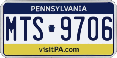 PA license plate MTS9706