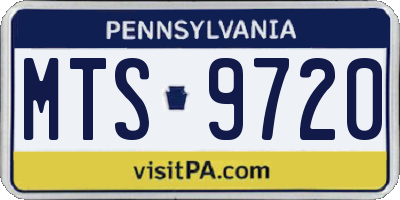 PA license plate MTS9720