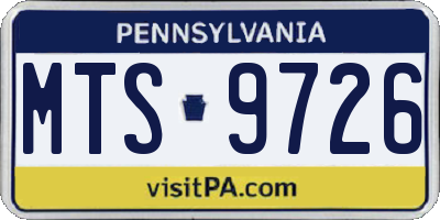 PA license plate MTS9726
