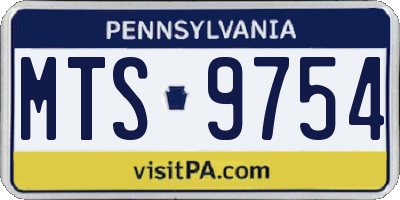 PA license plate MTS9754