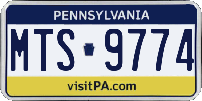 PA license plate MTS9774